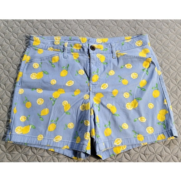 St.John Lemon Print Shorts Casual Summer Everyday Cute Blue Shorts Size 5 - Picture 2 of 8